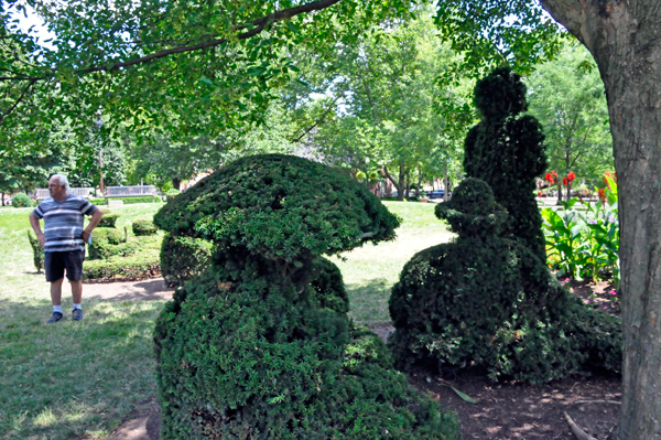 Lee Duquette in the The topiary garden